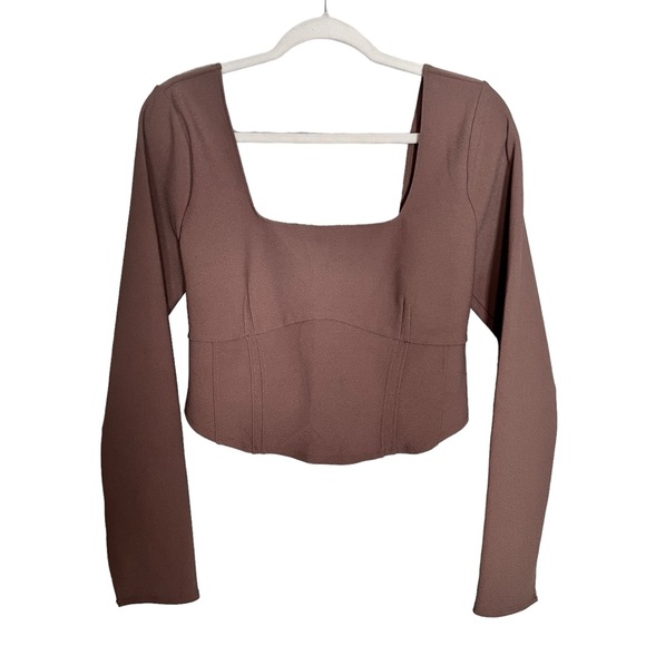 Abercrombie and Fitch Womens Long Sleeve Corset Crop Top Size Large - Picture 12 of 12